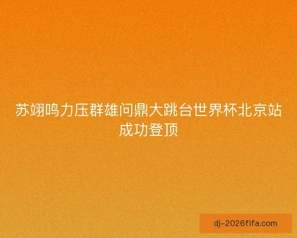 苏翊鸣力压群雄问鼎大跳台世界杯北京站成功登顶